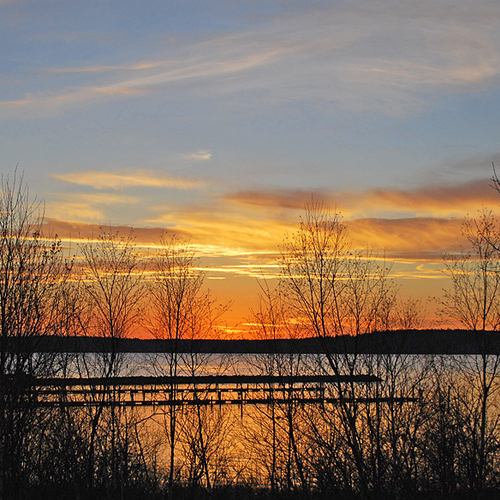 Empty docks parallel the horizon in early November at Rothesay Yacht Club.
