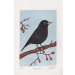 Blackbird - linocut