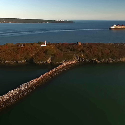 The cruise ship, Disney Magic, rounds historic Partridge Island at the mouth of Saint John Harbour in New Brunswick C…