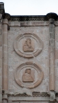 San Juan Bautista, façade, top tier, right side roundels