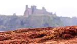 Tantallon Castle on a misty day