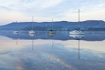Boats on Windermere at dawn