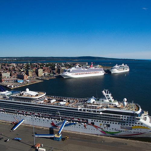 Several cruise ships can be seen docked @ the Port of Saint John in New Brunswick, Canada.
