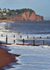 The waves roll in on Teignmouth Beach in Devon