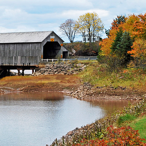 The Irish River #1 covered bridge is located within the town of St. Martins.