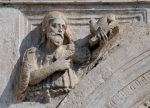 San Juan Bautista, façade portal, left spandrel, St. John Baptist