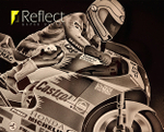 Reflect Glass Deign Joey dunlop Framed mirror close up