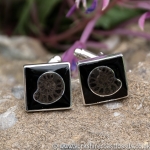 jcai 52 Whitby Jet Cufflinks & Ammonite Inlay