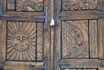 La Santa Cruz, façade doors, sun & moon