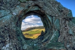 Through a fallen chimney