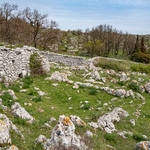 Ancient walled fields and ruined huts nr Monte Sant' Angelo, Gargano, 