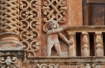 Tercera Orden, upper façade, choir loft window balcony & putto