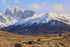 Lone Guanaco and Torres peaks, Torres del Paine, Chile