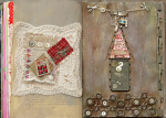 Mini stitched art and a Resin assemblage.