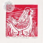 Time for a Walk Red - linocut
