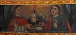 La Candelaria, high altar predella left, SS Ambrose & John Evangelist