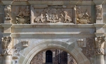 Santiago Matamoros, capilla abierta, façade, main portal closeup