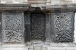 Santa Bárbara, façade portal, pilaster entrecalle reliefs