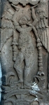 San Juan Bautista, atrial gate relief, angel with Rosary