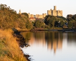 Warkworth Castle at sunrise