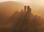 Morning mists over Corfe Castle