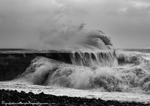 Storm waves crashing over the Cobb B/W