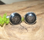 jcai047 Whitby Jet Cufflinks Ammonite Inlay