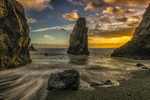 Sunset at Hidden Cove at Copper Coast Drive, County Waterford, Ireland
