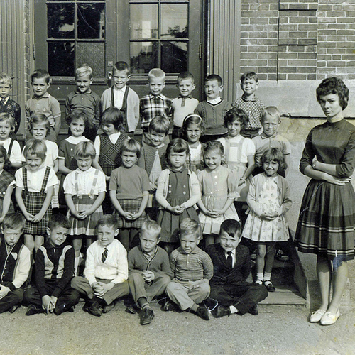 A class photo of Miss Hillman's Grade 1 class of 1963 in Rothesay, New Brunswick, Canada.