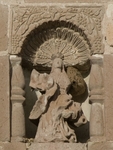 Façade, third story sculpture, St. Rose of Lima