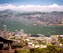 KM-109 Over the Peak & Harbour from the air - 1977