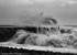 Storm waves crashing over the Cobb B/W