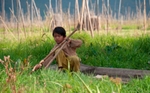 Inlay - boy in floating garden