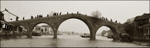 China Shanghai Zhujiajiao Water Town bridge from boat 5 sepia