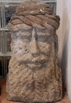 Church storage, stone carving, head of Christ