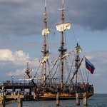 The 'Shtandart', moored at Swanage pier.