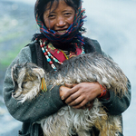 Tibetan woman with Goat, Tibet