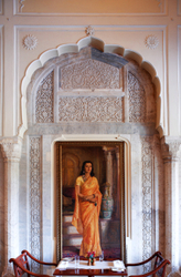 Portrait of Maharani Gayatri Devi in the Rambagh Palace Jaipur