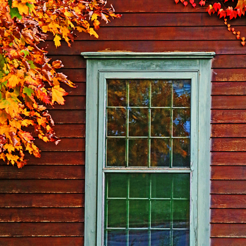A window in a country homestead on a Thanksgiving Weekend.
