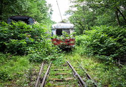 Trolley Graveyard | Orange and White St Louis PCC PA Transit Car