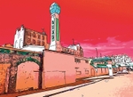 TH0141 Red Sky Lido, Cliftonville Greetings Card