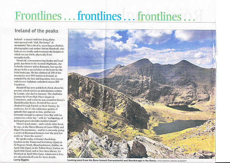 'Ireland of the peaks' The Irish Times, Saturday 2 April 2011