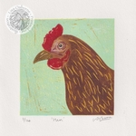 Hen - linocut