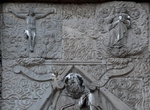 Façade, central relief, Vision of St. Augustine, details