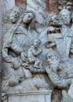 La Transfiguración de Cristo, façade, right portal relief detail