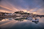 Pink sunset reflections at Torquay Harbour Devon 1