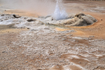 Salt deposits near erupting geyser, El Tatio, Chile