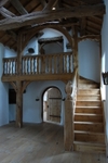 Green Oak Minstrel Gallery With Hand Carved Oak Staircase