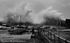 Waves crashing over the Cobb B/W