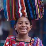 Girl with blankets on head, Chichicastenango, Guatemala,